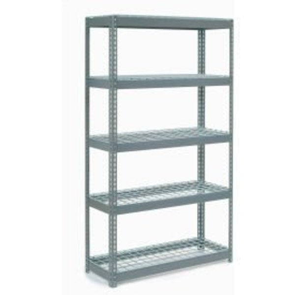 Global Equipment Extra Heavy Duty Shelving 48"W x 24"D x 60"H With 5 Shelves, Wire Deck, Gry 717185